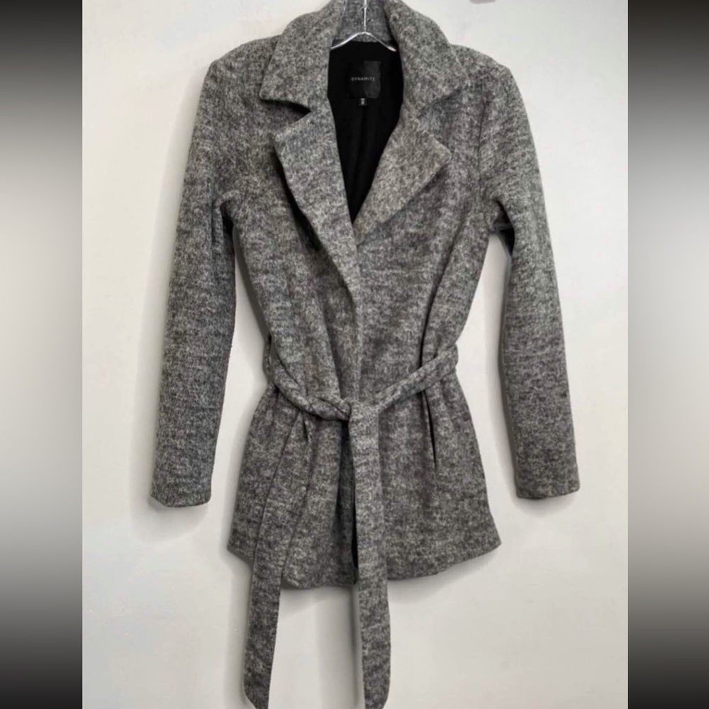 Dynamite Belted Lapel Jacket Coat With Pockets - Small - Picture 1 of 6